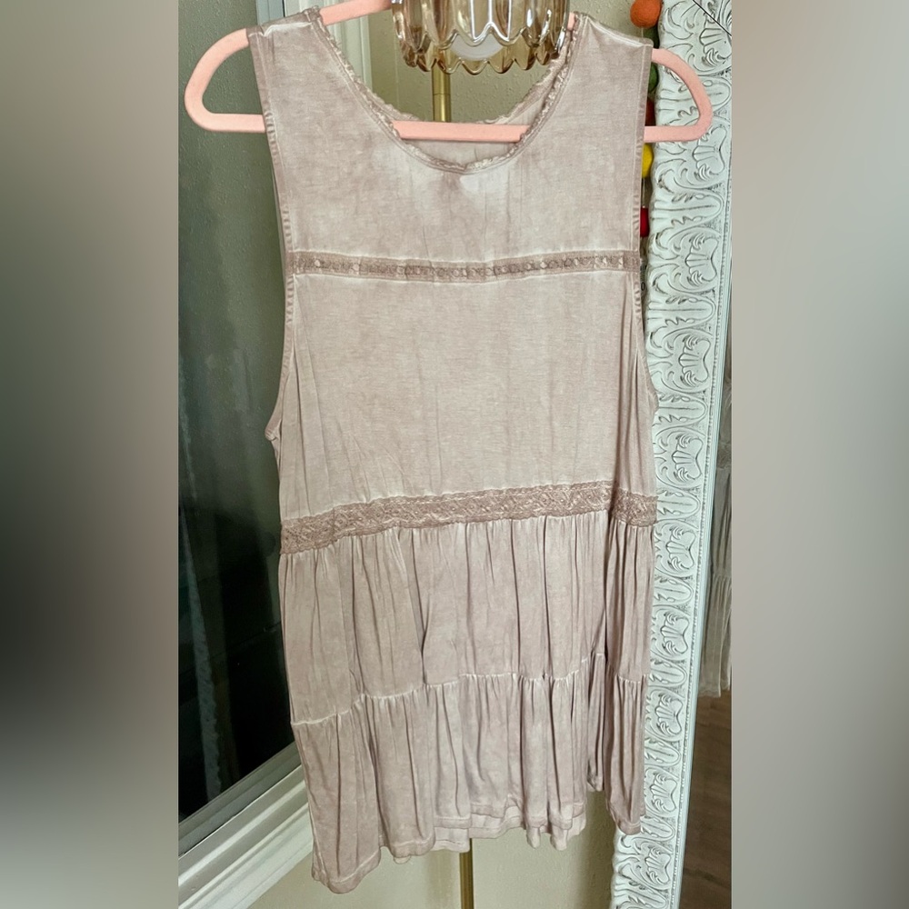 Torrid Tan Super Soft Knit Peplum Ruffled Tank Top